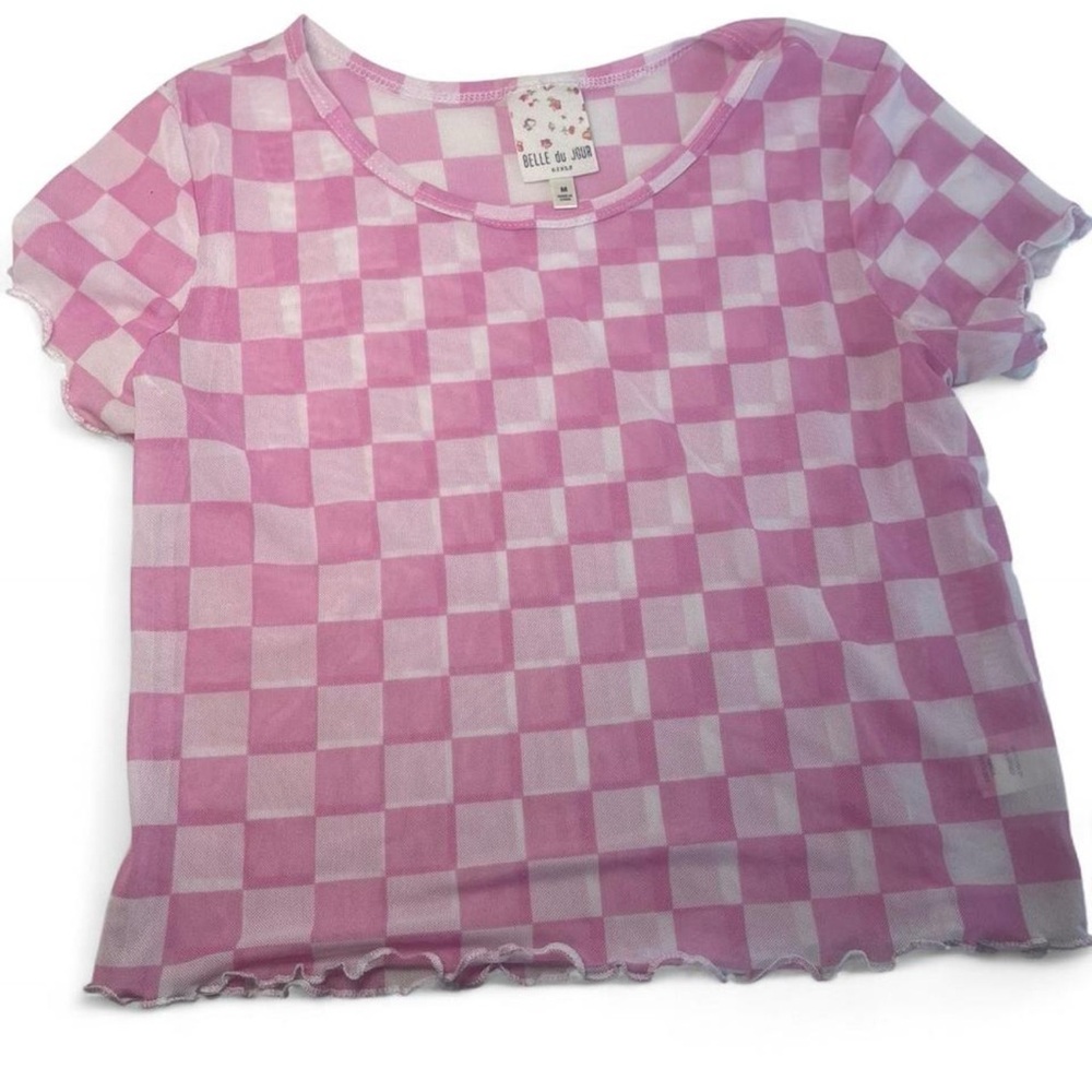 Belle Du Jour Pink and White Checkered Crop Top